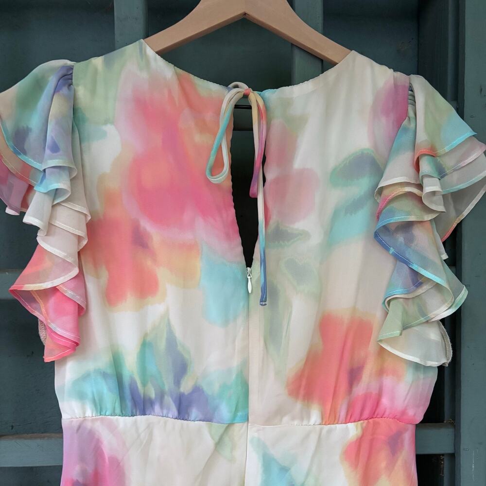 Taylor Watercolor Floral Flutter Sleeve Maxi Dress Size 14- Cottagecore - Picture 6 of 8